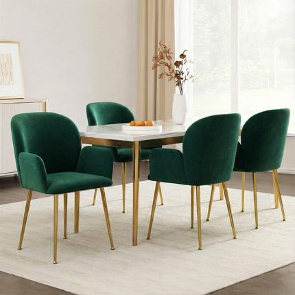 Artiss Dining Chairs Set of 4 Velvet Armchair Green.