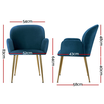 Artiss Dining Chairs Set of 2 Velvet Armchair Pink.