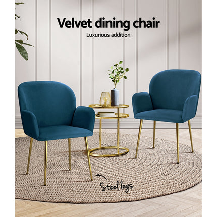 Artiss Dining Chairs Set of 2 Velvet Armchair Pink.