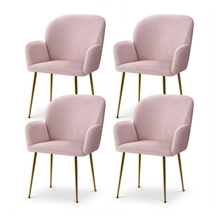 Artiss Dining Chairs Set of 4 Velvet Armchair Pink.