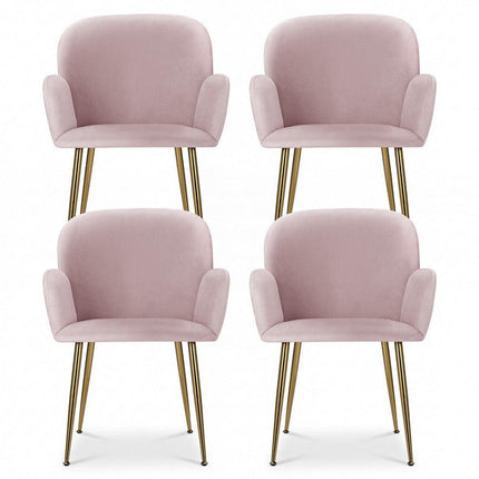 Artiss Dining Chairs Set of 4 Velvet Armchair Pink.