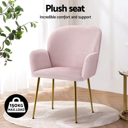 Artiss Dining Chairs Set of 4 Velvet Armchair Pink.