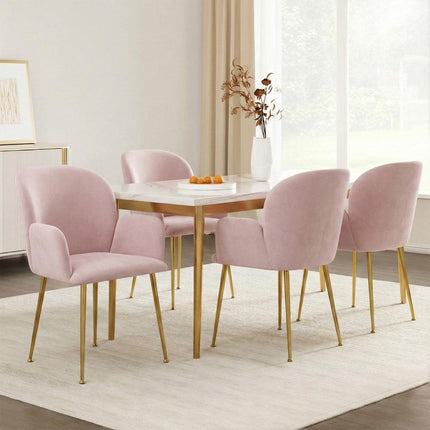 Artiss Dining Chairs Set of 4 Velvet Armchair Pink.