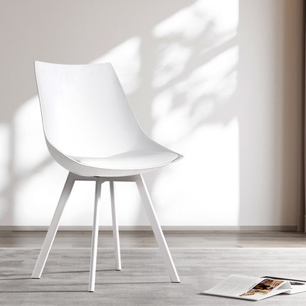 Artiss Dining Chairs Set of 2 PU Leather Plastic Metal White.