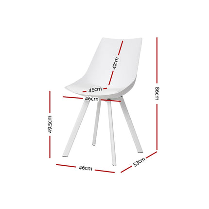 Artiss Dining Chairs Set of 2 PU Leather Plastic Metal White.