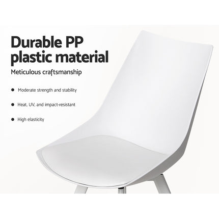 Artiss Dining Chairs Set of 2 PU Leather Plastic Metal White.