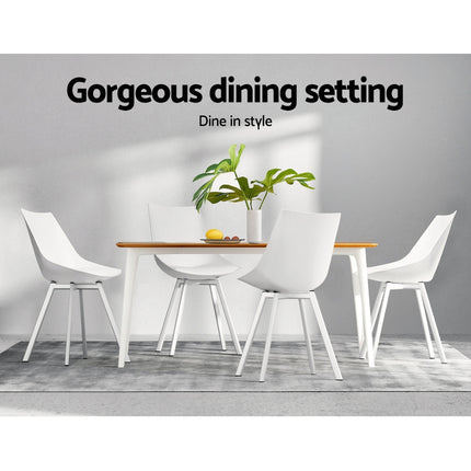 Artiss Dining Chairs Set of 2 PU Leather Plastic Metal White.