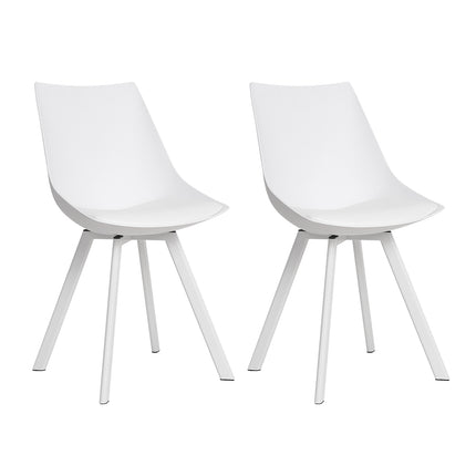 Artiss Dining Chairs Set of 2 PU Leather Plastic Metal White.