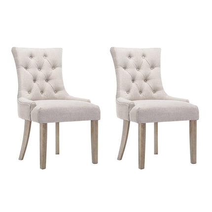 Artiss Dining Chairs Set of 2 Linen French Provincial Beige.