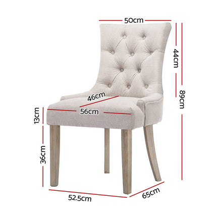 Artiss Dining Chairs Set of 2 Linen French Provincial Beige.