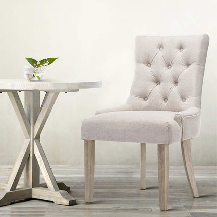 Artiss Dining Chairs Set of 2 Linen French Provincial Beige.