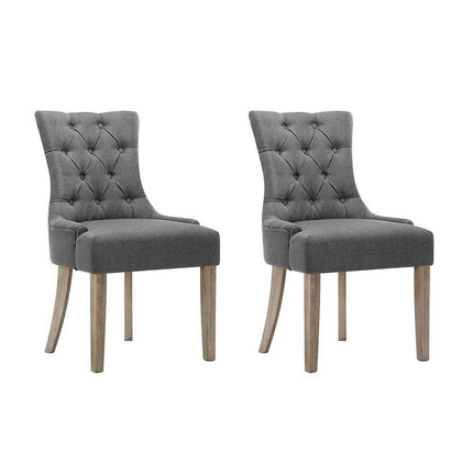 Artiss Dining Chairs Set of 2 Linen French Provincial Grey.