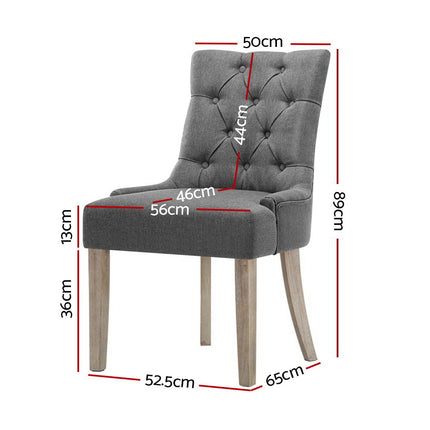 Artiss Dining Chairs Set of 2 Linen French Provincial Grey.
