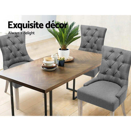 Artiss Dining Chairs Set of 2 Linen French Provincial Grey.