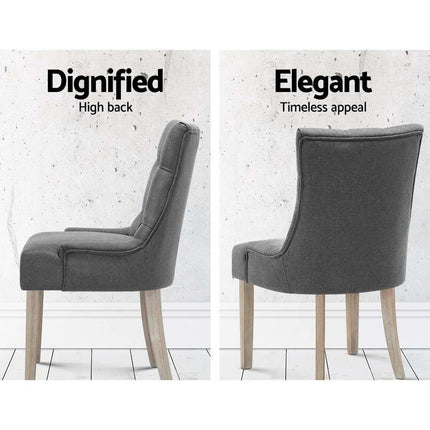 Artiss Dining Chairs Set of 2 Linen French Provincial Grey.