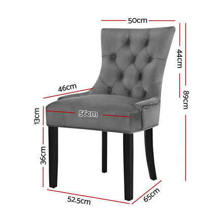 Artiss Dining Chairs Set of 2 Velvet French Provincial Grey.