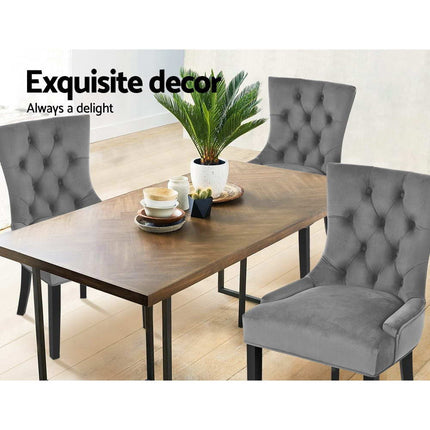 Artiss Dining Chairs Set of 2 Velvet French Provincial Grey.