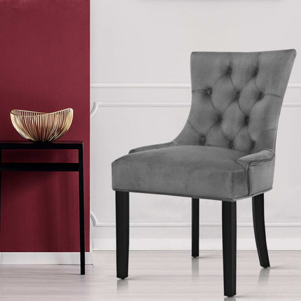 Artiss Dining Chairs Set of 2 Velvet French Provincial Grey.