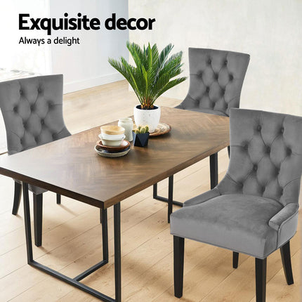 Artiss Dining Chairs Set of 4 Velvet French Provincial Grey.