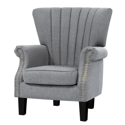 Artiss Armchair Wingback Grey Andrew.