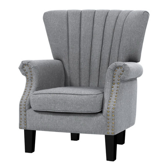 Artiss Armchair Wingback Grey Andrew.