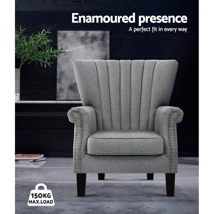 Artiss Armchair Wingback Grey Andrew.