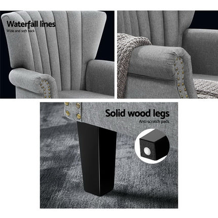 Artiss Armchair Wingback Grey Andrew.