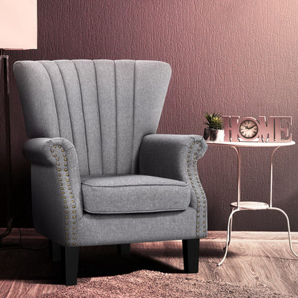 Artiss Armchair Wingback Grey Andrew.