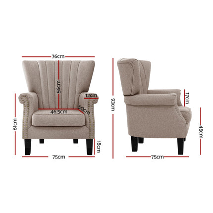 Artiss Armchair Wingback Beige Andrew.