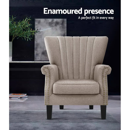 Artiss Armchair Wingback Beige Andrew.
