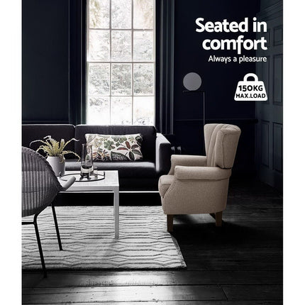 Artiss Armchair Wingback Beige Andrew.