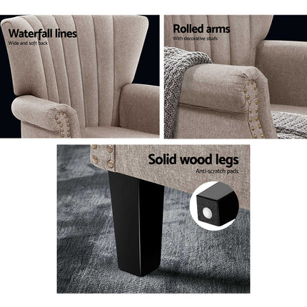 Artiss Armchair Wingback Beige Andrew.