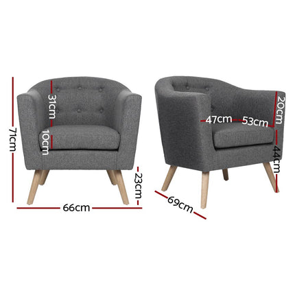 Artiss Armchair Tub Chair Grey Adora.