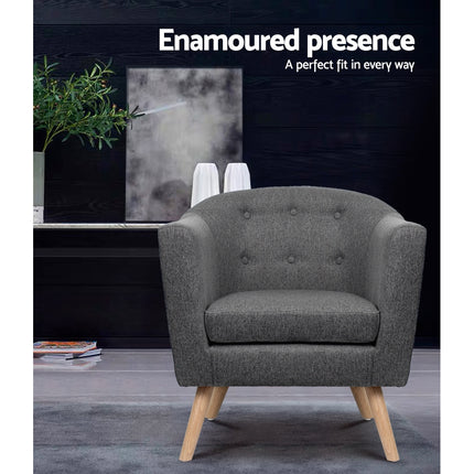 Artiss Armchair Tub Chair Grey Adora.