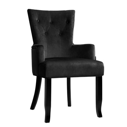 Artiss Dining Chair Velvet French Provincial Armchair Black.