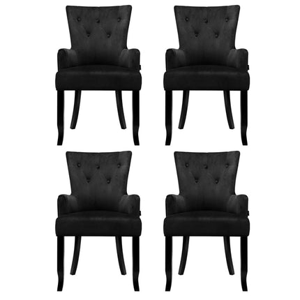 4x Artiss Dining Chairs Velvet French Provincial Armchair Black.