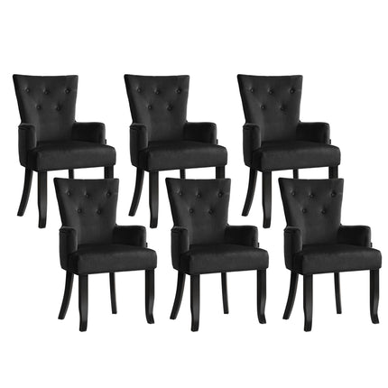6x Artiss Dining Chairs Velvet French Provincial Armchair Black