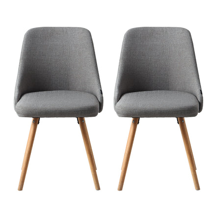 Artiss Dining Chairs Set of 2 Fabric Wooden Grey.