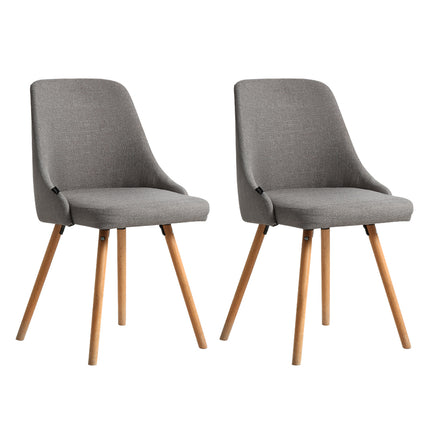 Artiss Dining Chairs Set of 2 Fabric Wooden Grey.