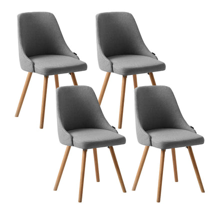 Artiss Dining Chairs Set of 4 Fabric Wooden Grey.