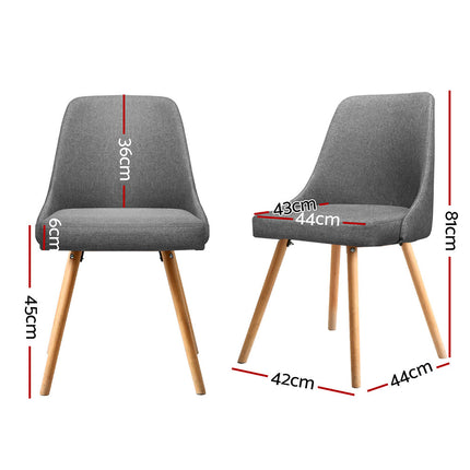 Artiss Dining Chairs Set of 4 Fabric Wooden Grey.