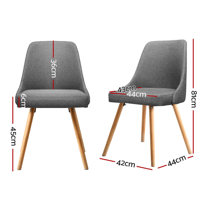 Artiss Dining Chairs Set of 4 Fabric Wooden Grey.