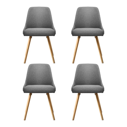 Artiss Dining Chairs Set of 4 Fabric Wooden Grey.