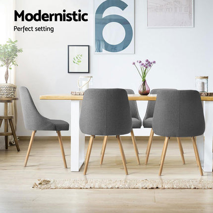 Artiss Dining Chairs Set of 4 Fabric Wooden Grey.