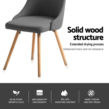 Artiss Dining Chairs Set of 4 Fabric Wooden Grey.