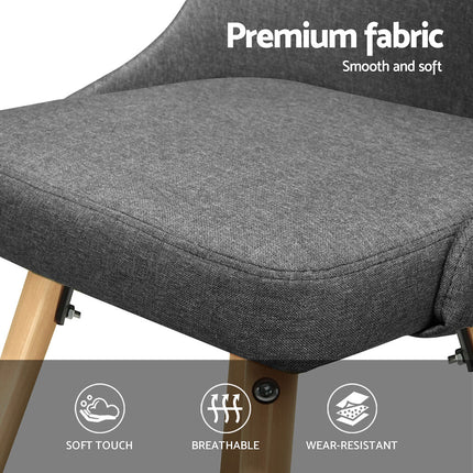 Artiss Dining Chairs Set of 4 Fabric Wooden Grey.