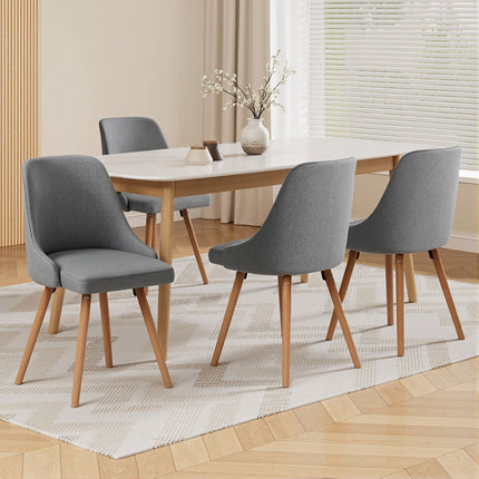 Artiss Dining Chairs Set of 4 Fabric Wooden Grey.