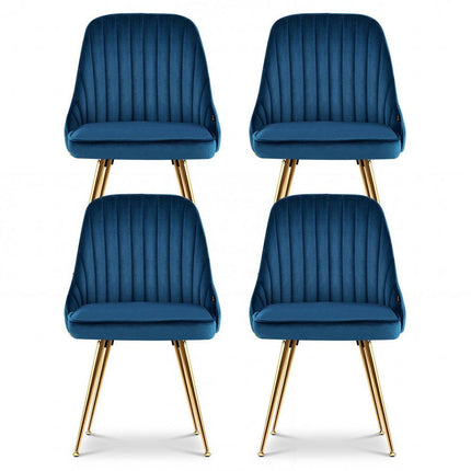 Artiss Dining Chairs Set of 4 Velvet Channel Tufted Blue.