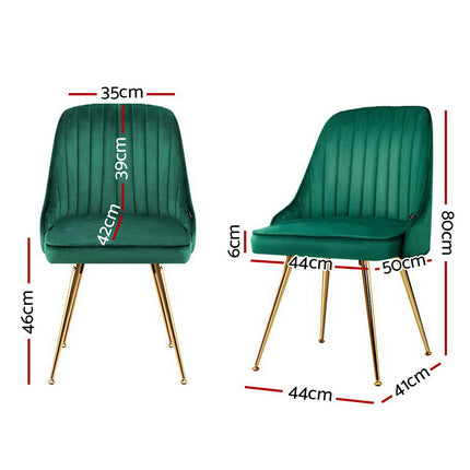 Artiss Dining Chairs Set of 2 Velvet Channel Tufted Green.