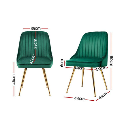 Artiss Dining Chairs Set of 4 Velvet Channel Tufted Green.